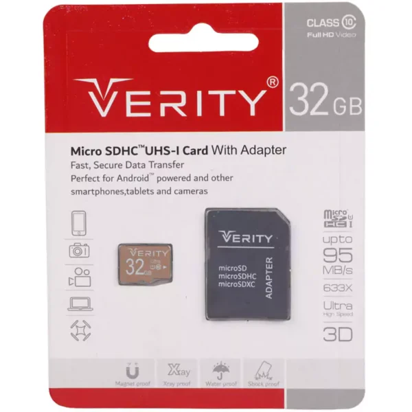 رم میکرو 32 گیگ وریتی Verity 633X U1 C10 95MB/s + خشاب