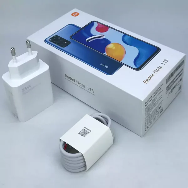 شارژر دیواری فست شارژ Xiaomi Redmi Note 11S 3A QC3.0 PD 33W + کابل تایپ سی و جعبه گوشی