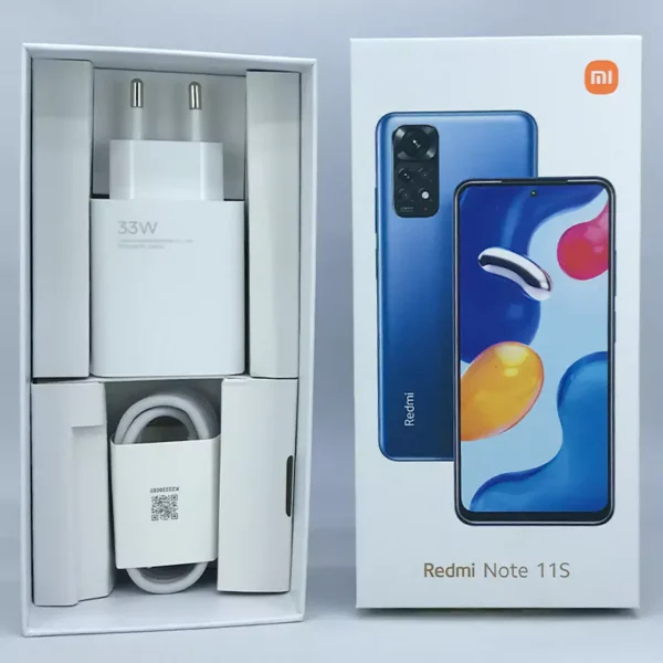 شارژر دیواری فست شارژ Xiaomi Redmi Note 11S 3A QC3.0 PD 33W + کابل تایپ سی و جعبه گوشی