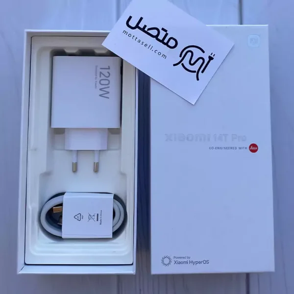 شارژر 120 وات اصلی سرکارتنی 14 تی پرو شیائومی Xiaomi 14T Pro به همراه کابل و جعبه