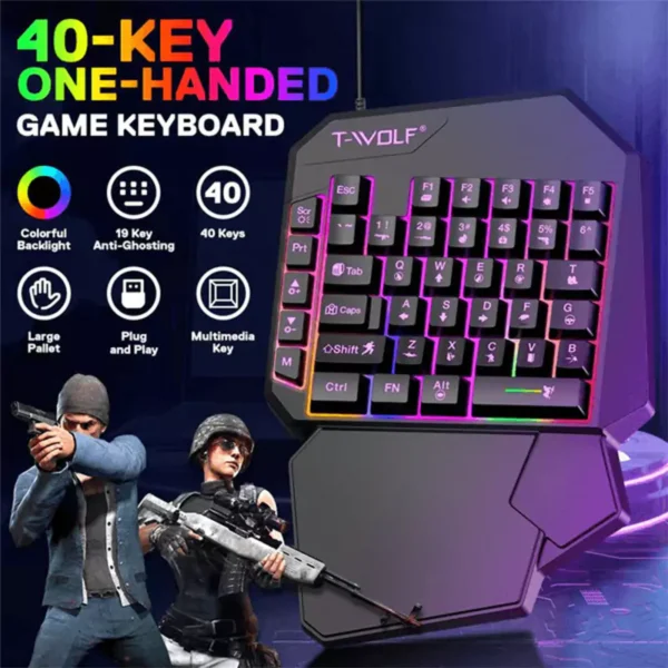 کیبورد و ماوس سیم دار گیمینگ T-WOLF تی ولف مدل TF900