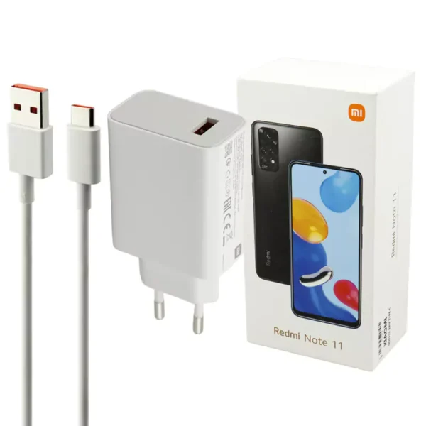 شارژر دیواری فست شارژ Xiaomi NOTE 11 3A PD 33W Type-C به همراه کابل تایپ سی و جعبه گوشی