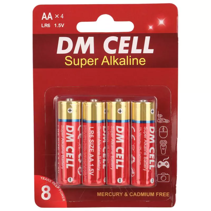 باتری چهارتایی قلمی DM Cell Super Alkaline LR6 1.5V AA