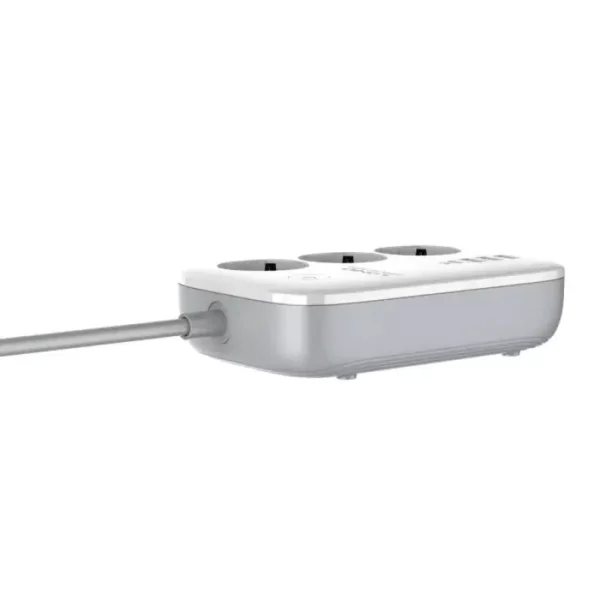 چند راهی 3 خانه برق ارت دار هوشمند الدینیو SEW3452 با کابل 2 متری + شارژر USB و Type-C