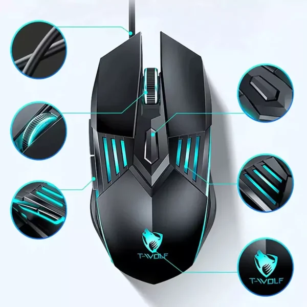 موس سیم دار گیمینگ T-Wolf مدل G560