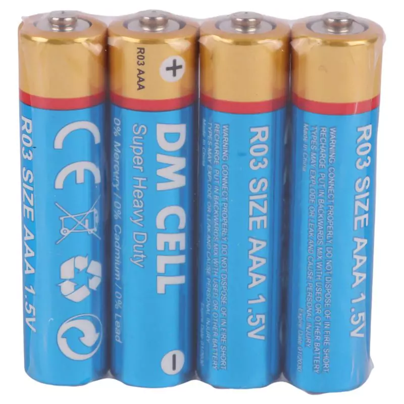 باتری چهارتایی نیم قلمی DM Cell Super Heavy Duty R03 UM4 1.5V AAA