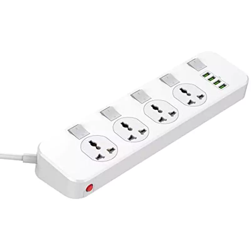 چند راهی 4 خانه برق ارت دار LDNIO SC4408 با کابل 2 متری + شارژر USB