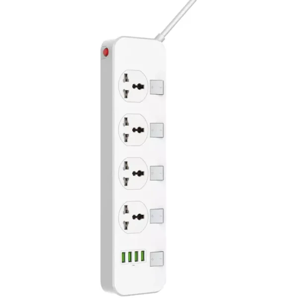 چند راهی 4 خانه برق ارت دار LDNIO SC4408 با کابل 2 متری + شارژر USB